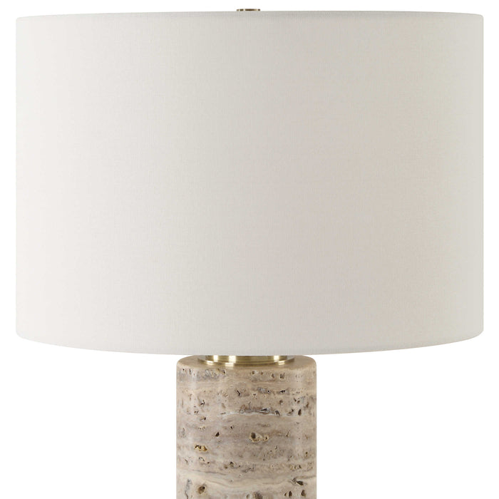 Travertine and Brass Lamp