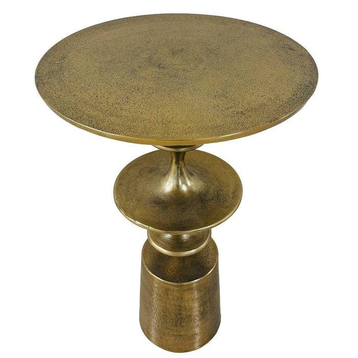Flight Accent Table, Brass - textured aluminum curved forms