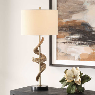 White Rams Horn Table Lamp with Brass Base - lamps - luxury