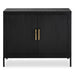 Front Range 2 Door Cabinet Black - dark ebony oak veneer with aged gold iron pulls