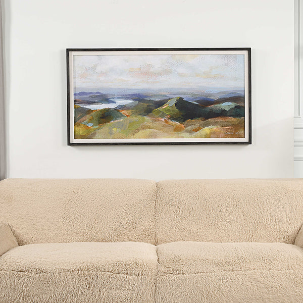 White blue ridge vista mountain landscape wall art - rustic modern