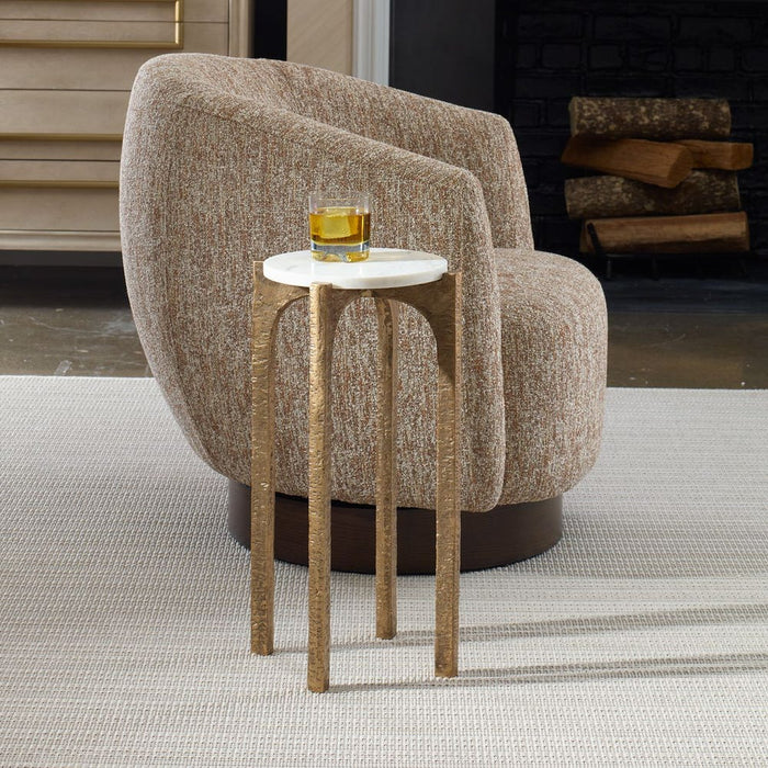 Vivi Drink Table - antique brass with natural marble top