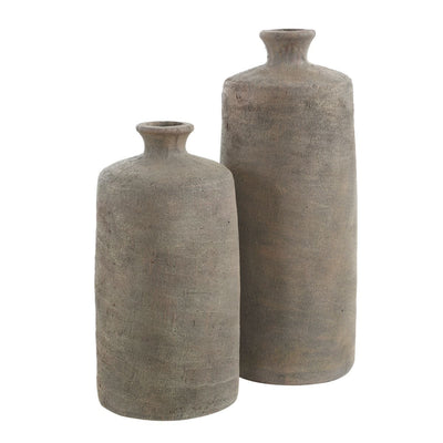 Terrene Vases, S/2 - clay vases with earthy tones and stone-like finish