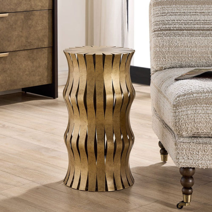 Arida Accent Table - steel in aged gold finish