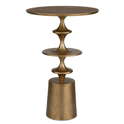 Flight Accent Table, Brass - textured aluminum curved forms