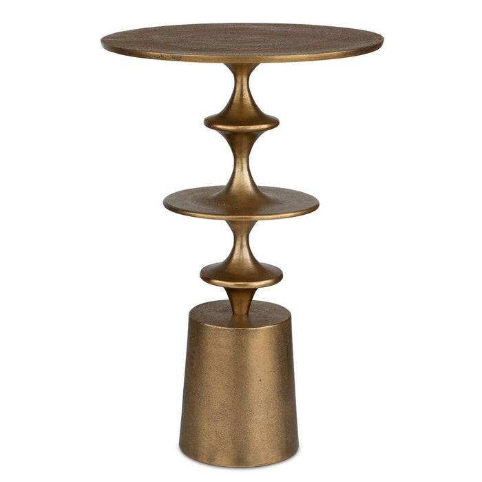 Flight Accent Table, Brass - textured aluminum curved forms