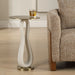 Sonia Accent Table - white stone base with brass top