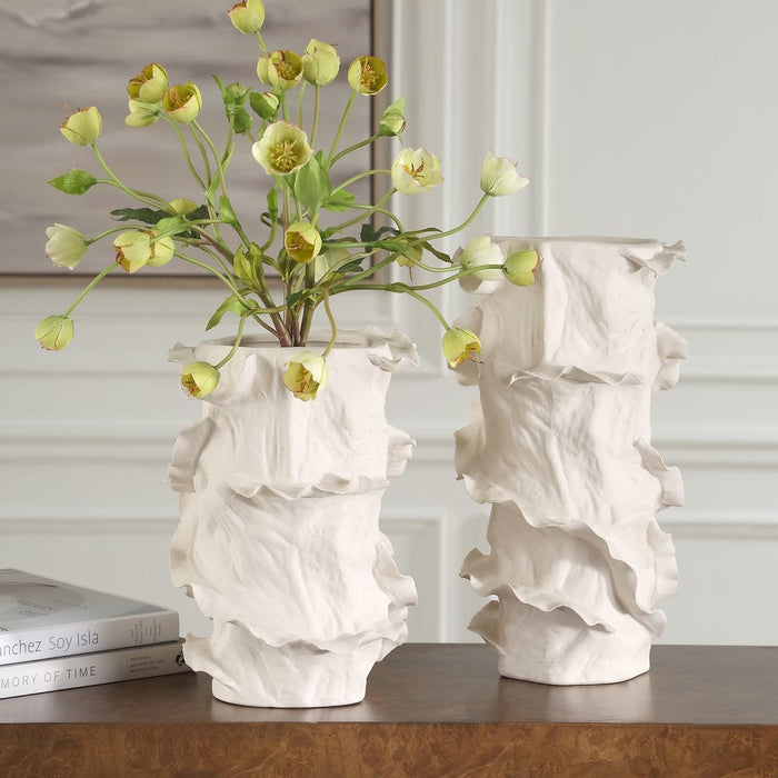 Ripple Crest Vases, S/2 - vases