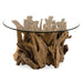 Driftwood Coffee Table, Small, 2 Cartons - natural teak with glass top