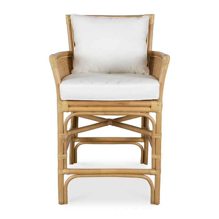 Pacific Counter Stool - natural woven rattan frame with white polyester cushions