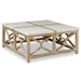 Catali Coffee Table - mixed woods with ivory limestone top