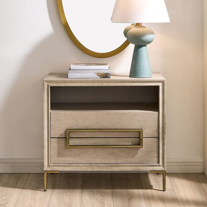 Alessia Side Table - light oak with brass hardware