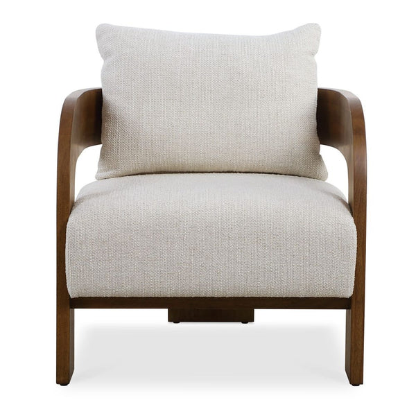 Rowan Accent Chair - walnut stained oak frame with ivory boucle upholstery