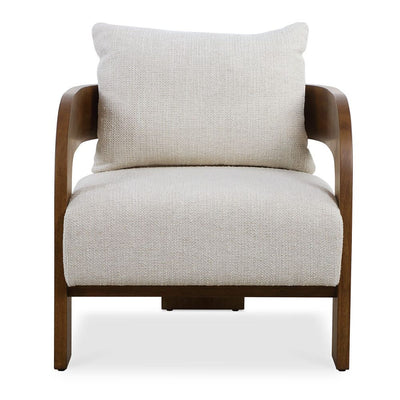 Rowan Accent Chair - walnut stained oak frame with ivory boucle upholstery