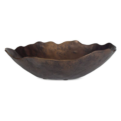Obscura Indoor-Outdoor Bowl Bronze - sculptured cast aluminum bowl with golden dark bronze finish