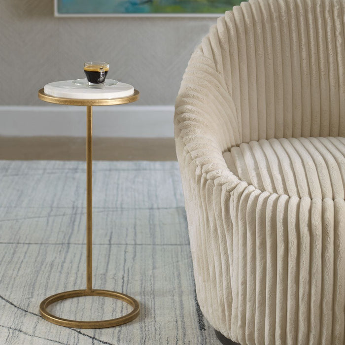 Accent Table (White Marble/Gold) - accent table
