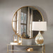 Junius Round Mirror Gold - antiqued gold leaf metal frame