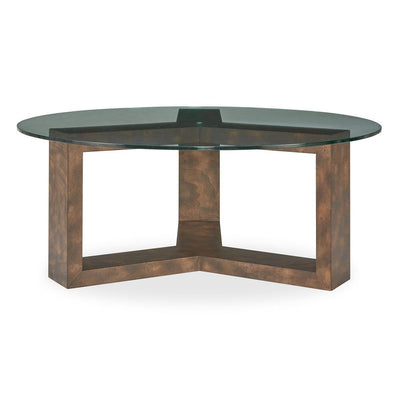 Ignis Coffee Table - glass top with mappa burl veneer frame