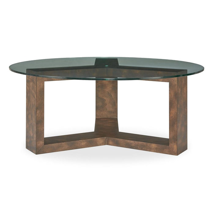 Ignis Coffee Table - glass top with mappa burl veneer frame