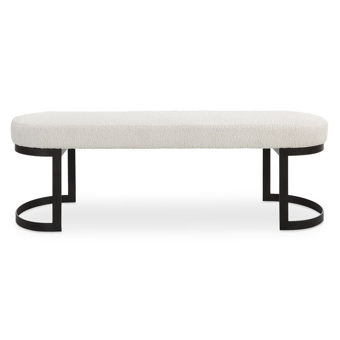 Infinity Bench, Black - iron and shearling and black
