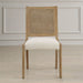 Interweave Dining Chair - light oak wood frame with rattan caned back and frost polyester seat