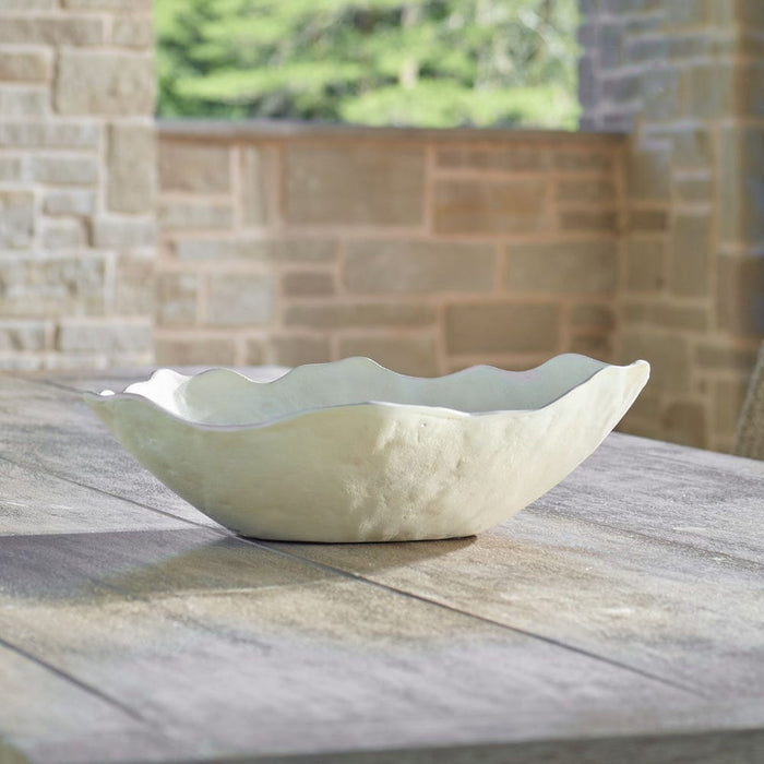 Obscura Indoor-Outdoor Bowl Warm White - sculptured cast aluminum bowl with warm white finish