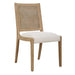 Interweave Dining Chair - light oak wood frame with rattan caned back and frost polyester seat