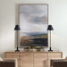 Lowlands Framed Canvas - abstract landscape in grays and blues with double gallery frame