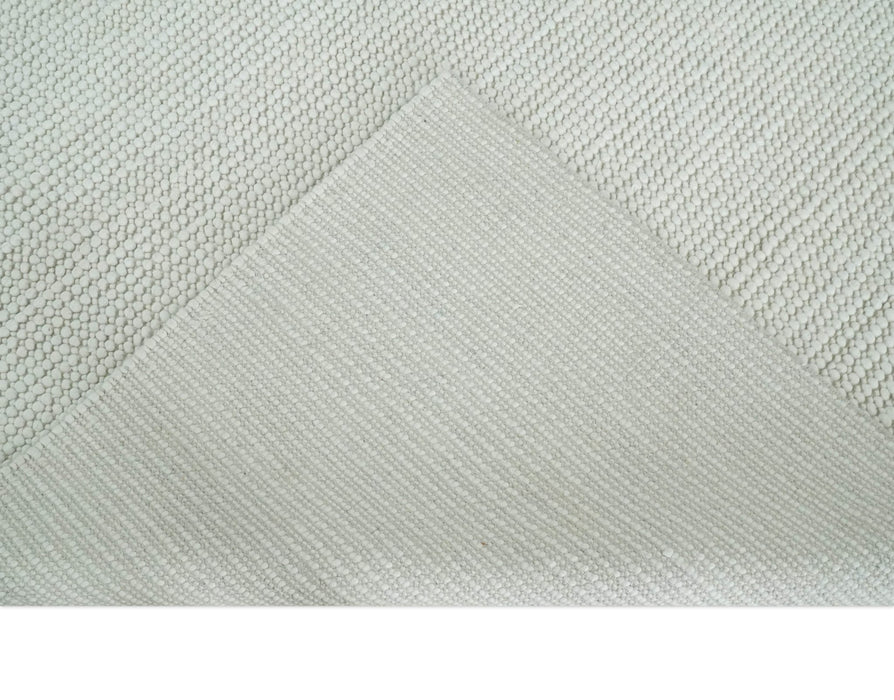 Solid Ivory Chunky Handwoven Contemporary Wool Area Rug