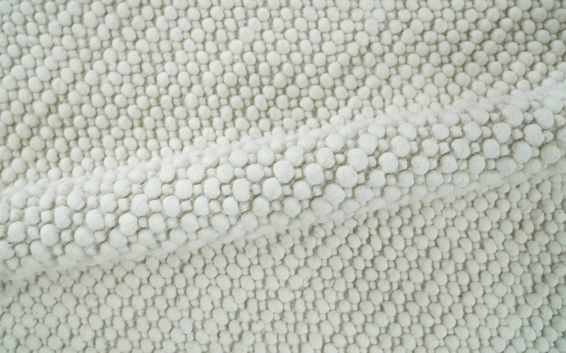 Solid Ivory Chunky Handwoven Contemporary Wool Area Rug