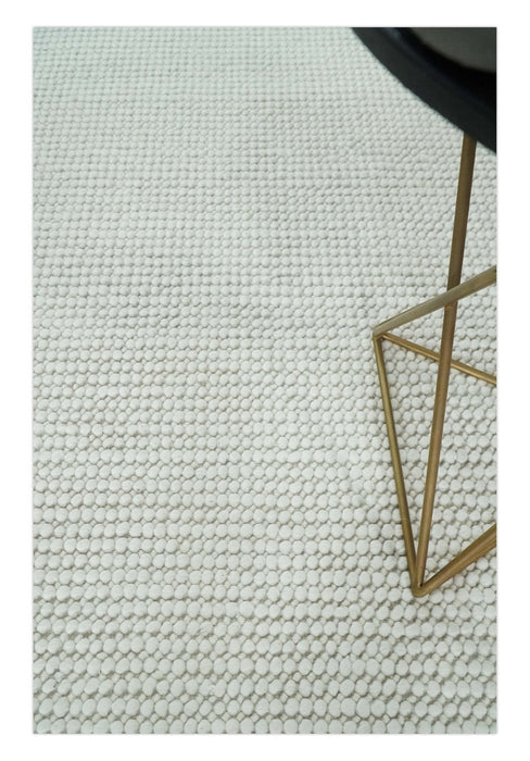 Solid Ivory Chunky Handwoven Contemporary Wool Area Rug