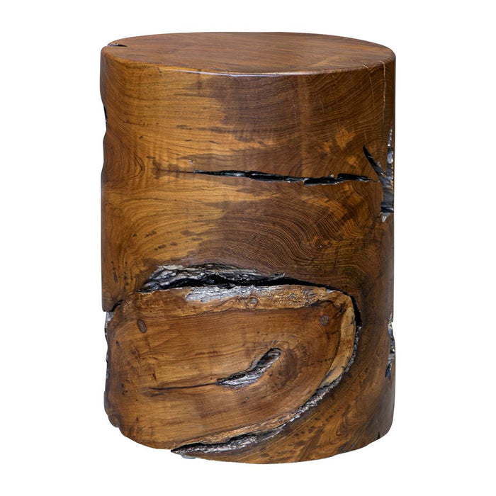 Rafe Accent Stool - teakwood and natural finish