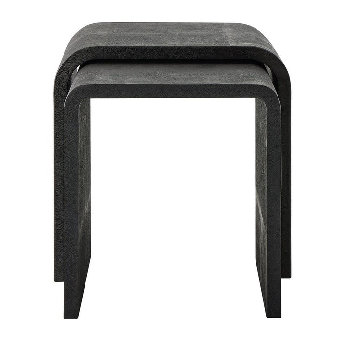 Interpose Side Table, S/2 - gray faux shagreen nesting tables