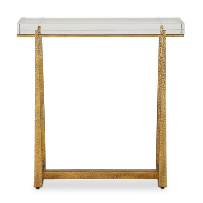Midas Accent Table, Gold - antique gold iron with crystal top
