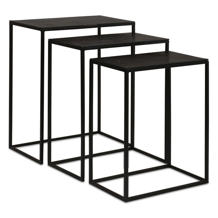 Coreene Nesting Tables, Black, S/3 - black iron with bronze top
