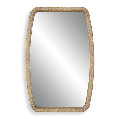 Tiki Mirror - wood and rattan frame