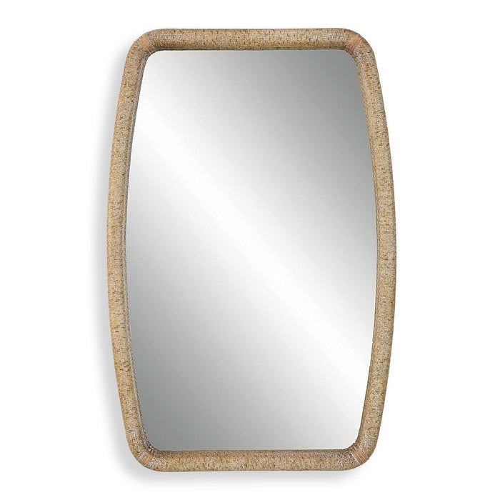 Tiki Mirror - wood and rattan frame