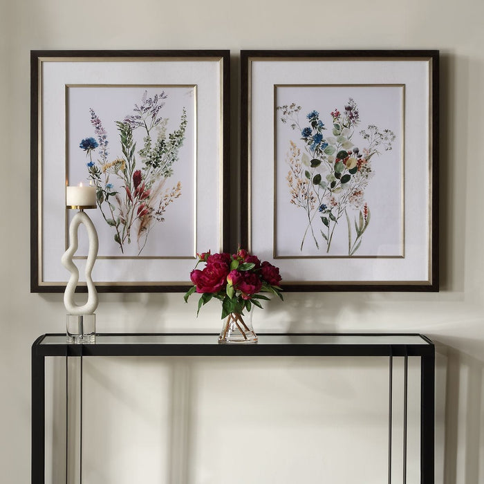 Delicate Flowers Framed Prints, S/2 - Wall Art