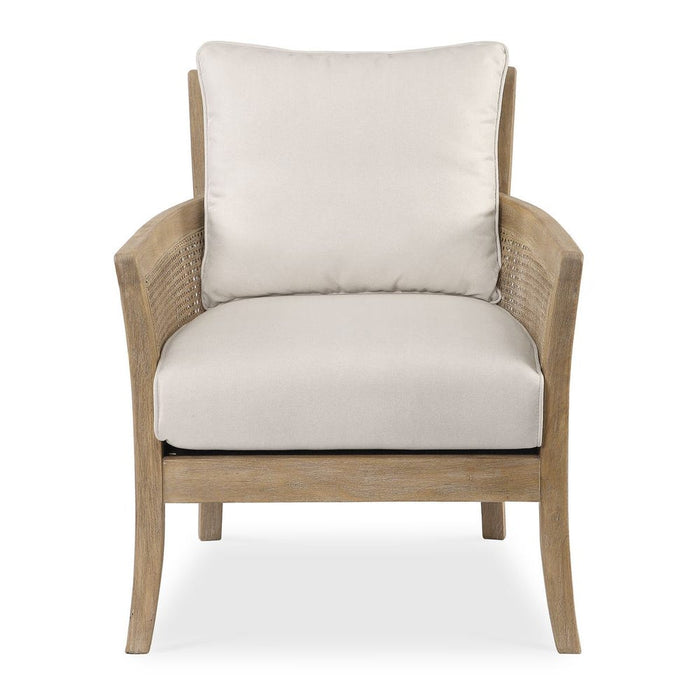 Encore Armchair Natural - bleached sandstone hardwood frame with cane sides and off-white fabric