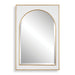 Crisanta Arch - gloss white iron mirror with antiqued gold leaf accents and 1 inch bevel