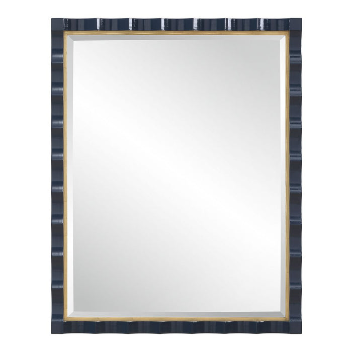 Gulf Mirror, Navy - gold finish