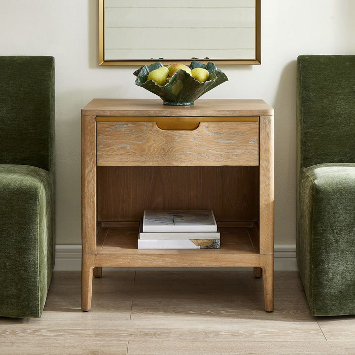 Tabi Side Table - solid oak with brass details