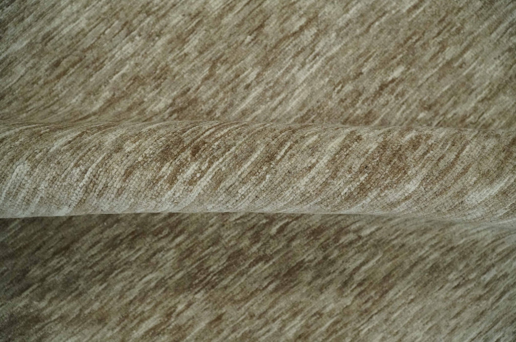 6x10 Hand Woven Natural Beige and Ivory Solid Wool area Rug | N352610