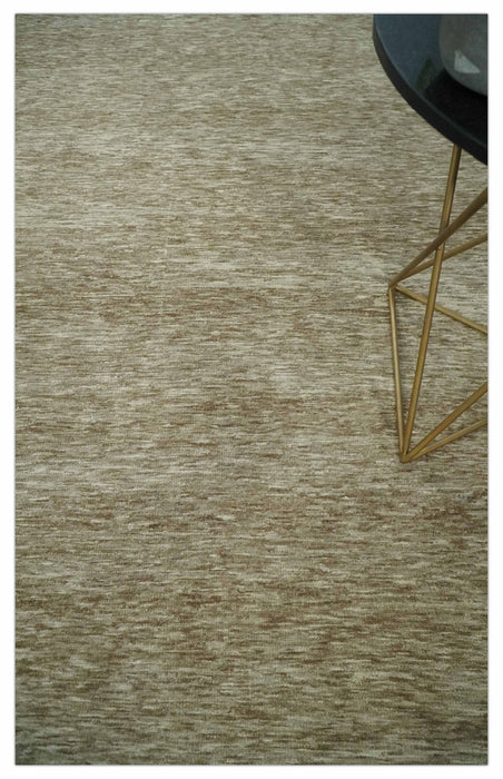 6x10 Hand Woven Natural Beige and Ivory Solid Wool area Rug | N352610