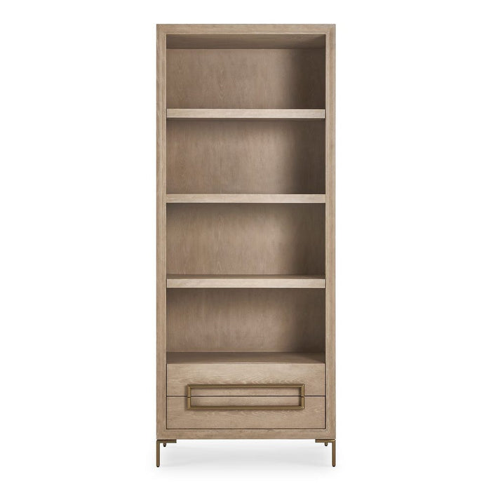 Alessia Etagere - light oak veneer with brushed brass hardware and four storage shelves