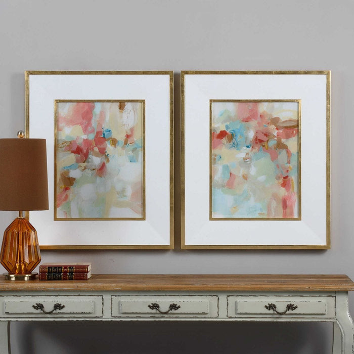 A Touch of Blush and Rosewood Fences Framed Prints, S/2 - Wall Art