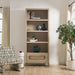 Alessia Etagere - light oak veneer with brushed brass hardware and four storage shelves
