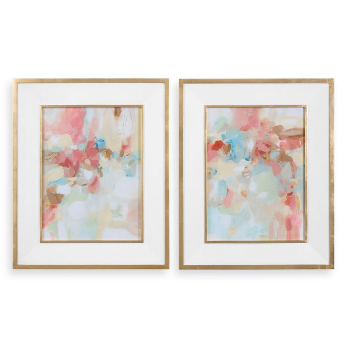 A Touch of Blush and Rosewood Fences Framed Prints, S/2 - Wall Art