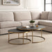 Aragon Nesting Coffee Tables, Gray - brass base with shagreen tops