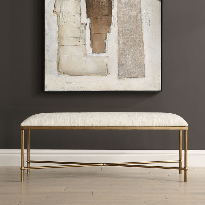 Avenham Bench, Gold - iron and gold finish and white